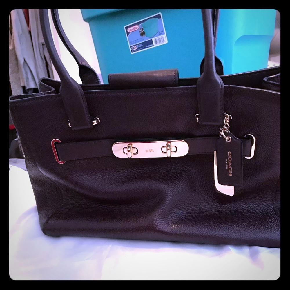 Plum Leather Coach bag w Dustbag